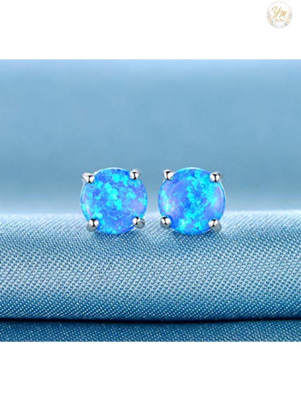 Rose Gold Plated Opal Stud Earrings 6MM Hypoallergenic Brass - Picture 2 of 6
